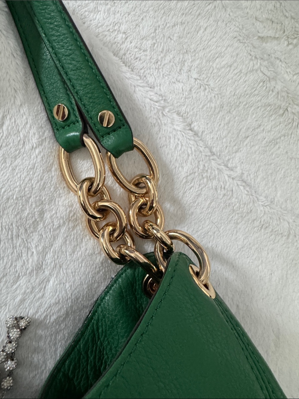 MICHAEL Michael Kors Green Pebbled Leather Shoulder Hobo with Gold Hardware EUC - Picture 7 of 11